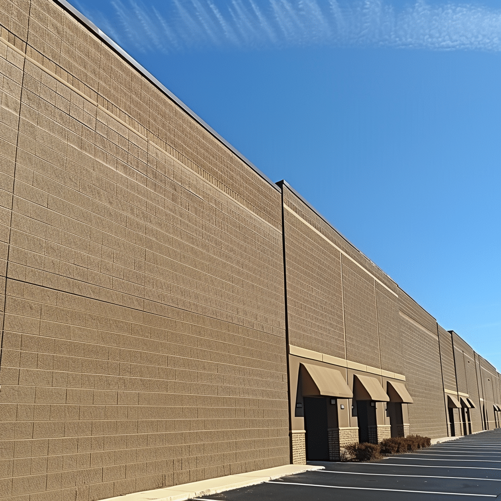Clean exterior of an industrial building.