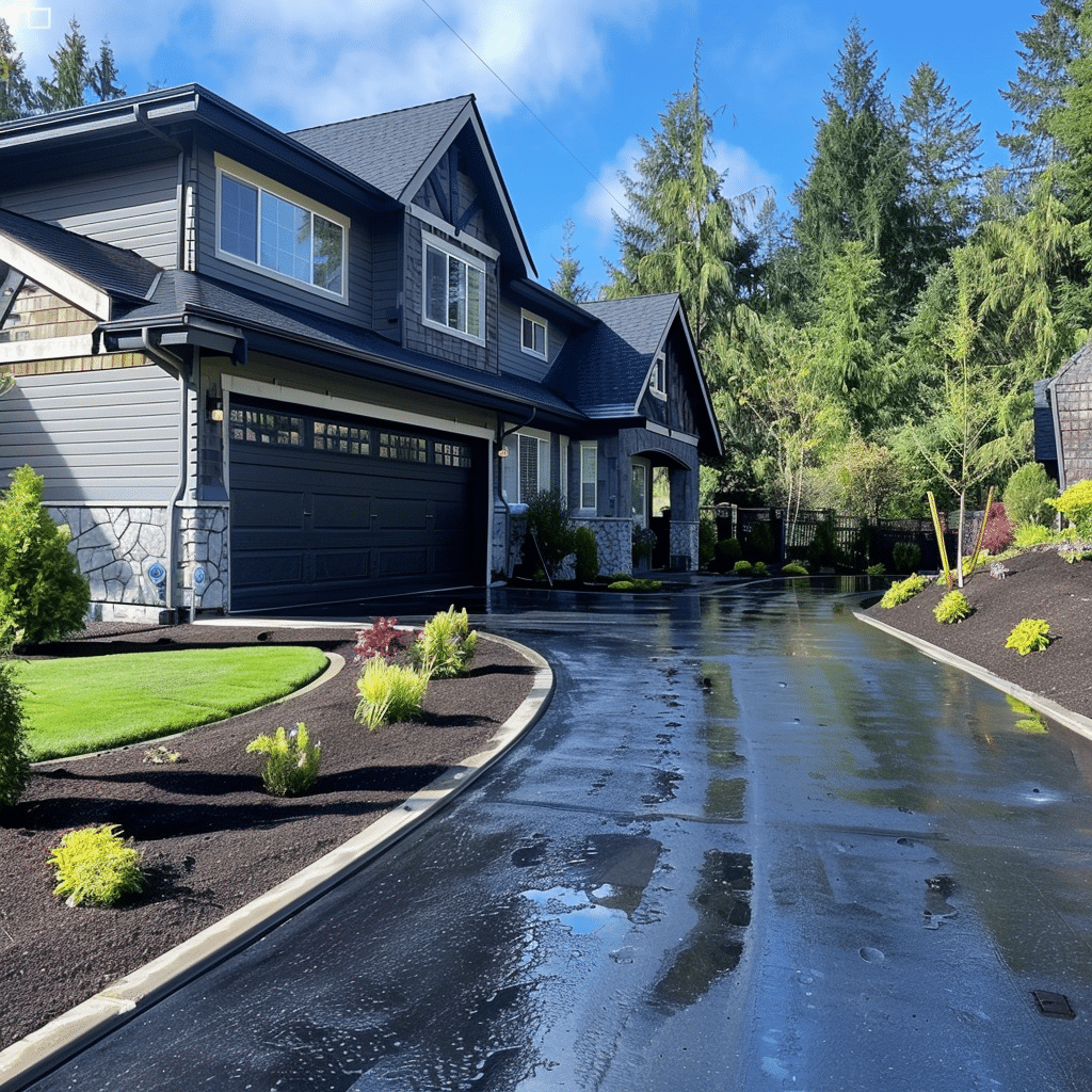 Residential driveway powerwashed by Bloodhound.