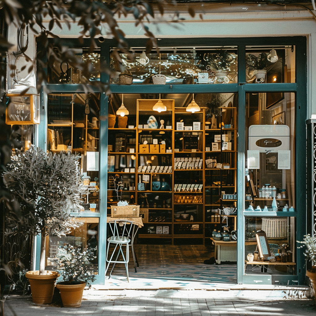 Retail storefront entrance.